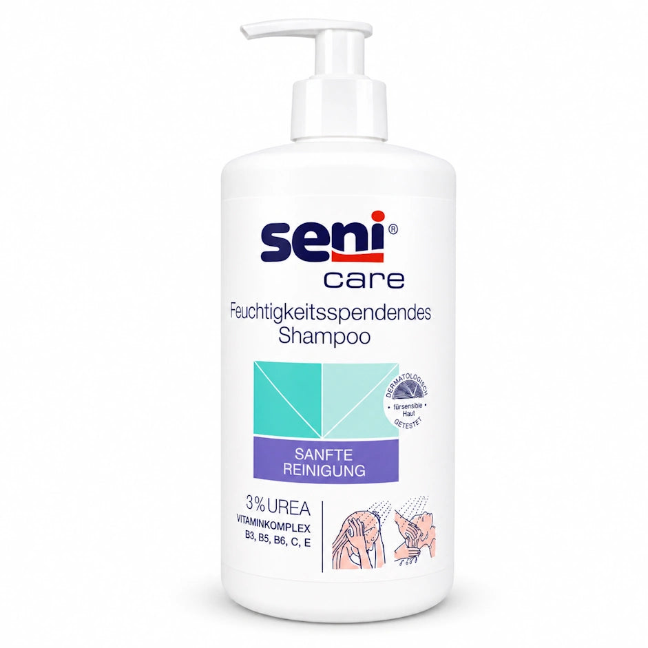 Seni Care Feuchtigkeitsspendendes Shampoo 3 in 1 mit 3% Urea 500 ml – 1 Flasche