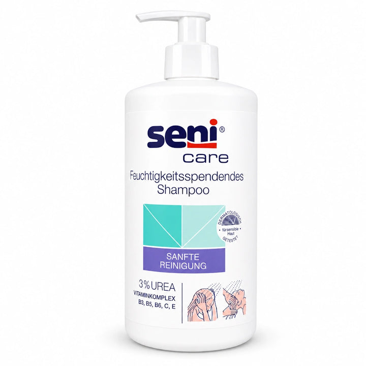 Seni Care Feuchtigkeitsspendendes Shampoo 3 in 1 mit 3% Urea 500 ml – 1 Flasche