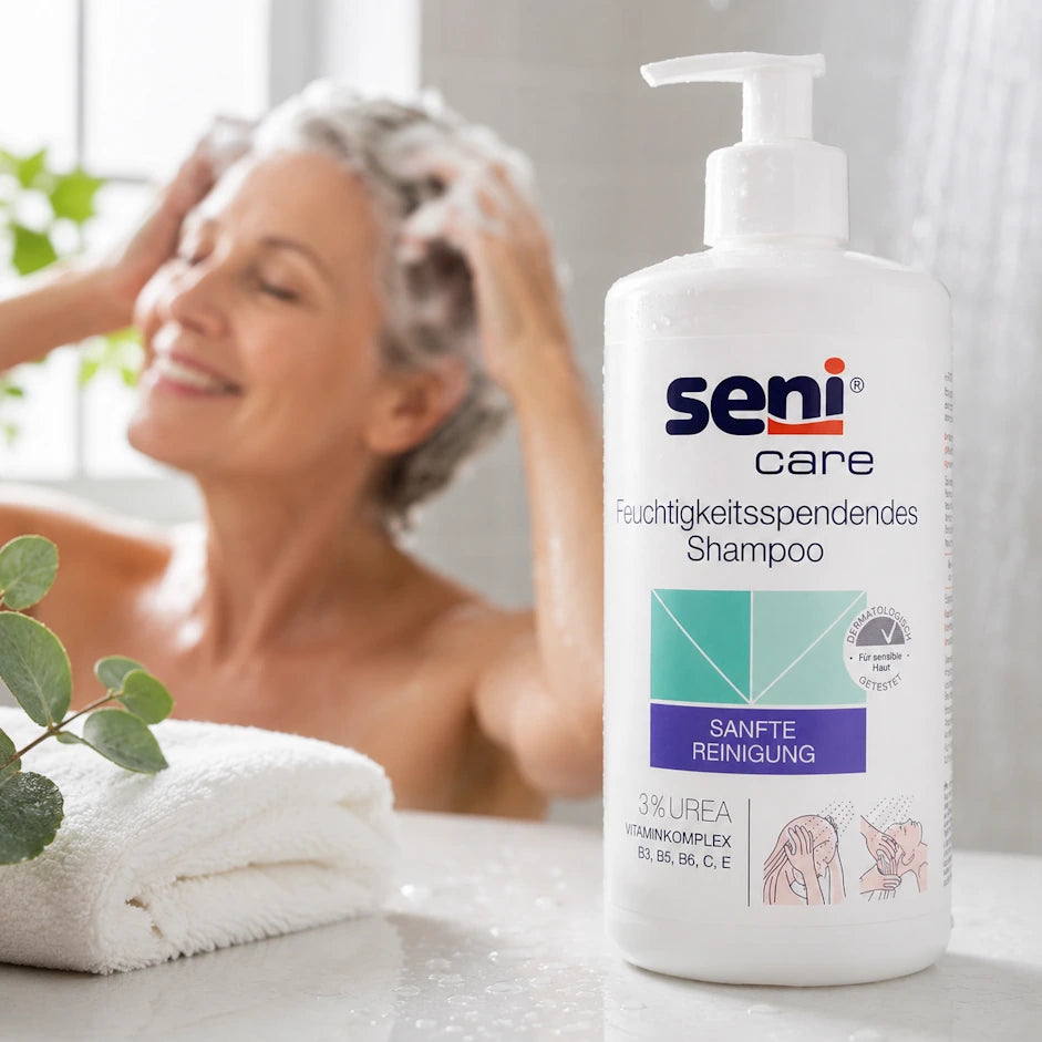 Seni Care Feuchtigkeitsspendendes Shampoo 3 in 1 mit 3% Urea 500 ml – 1 Flasche