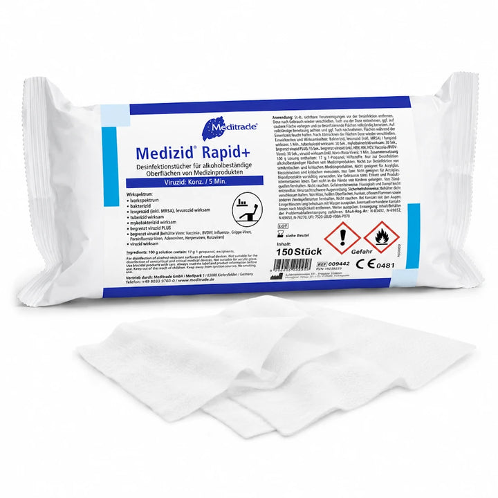 Meditrade Medizid Rapid QF Desinfektionstücher Flowpack – 80 Stück