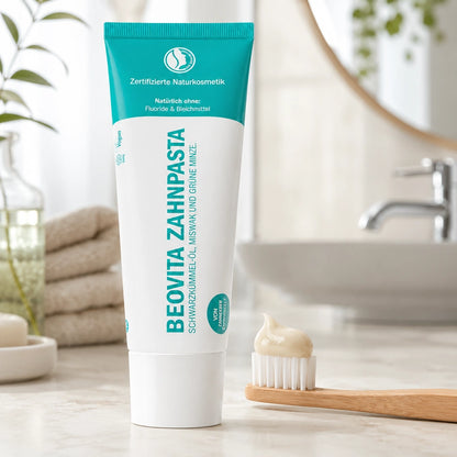 BEOVITA Zahnpasta mit Schwarzkümmelöl & Miswak – Fluoridfrei, 75 ml
