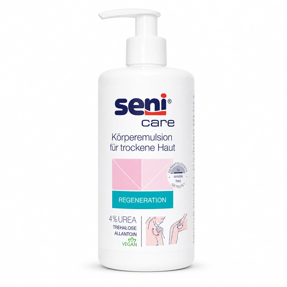 Seni Care Feuchtigkeitsspendende Körperemulsion mit 4% Urea 500 ml – 1 Flasche