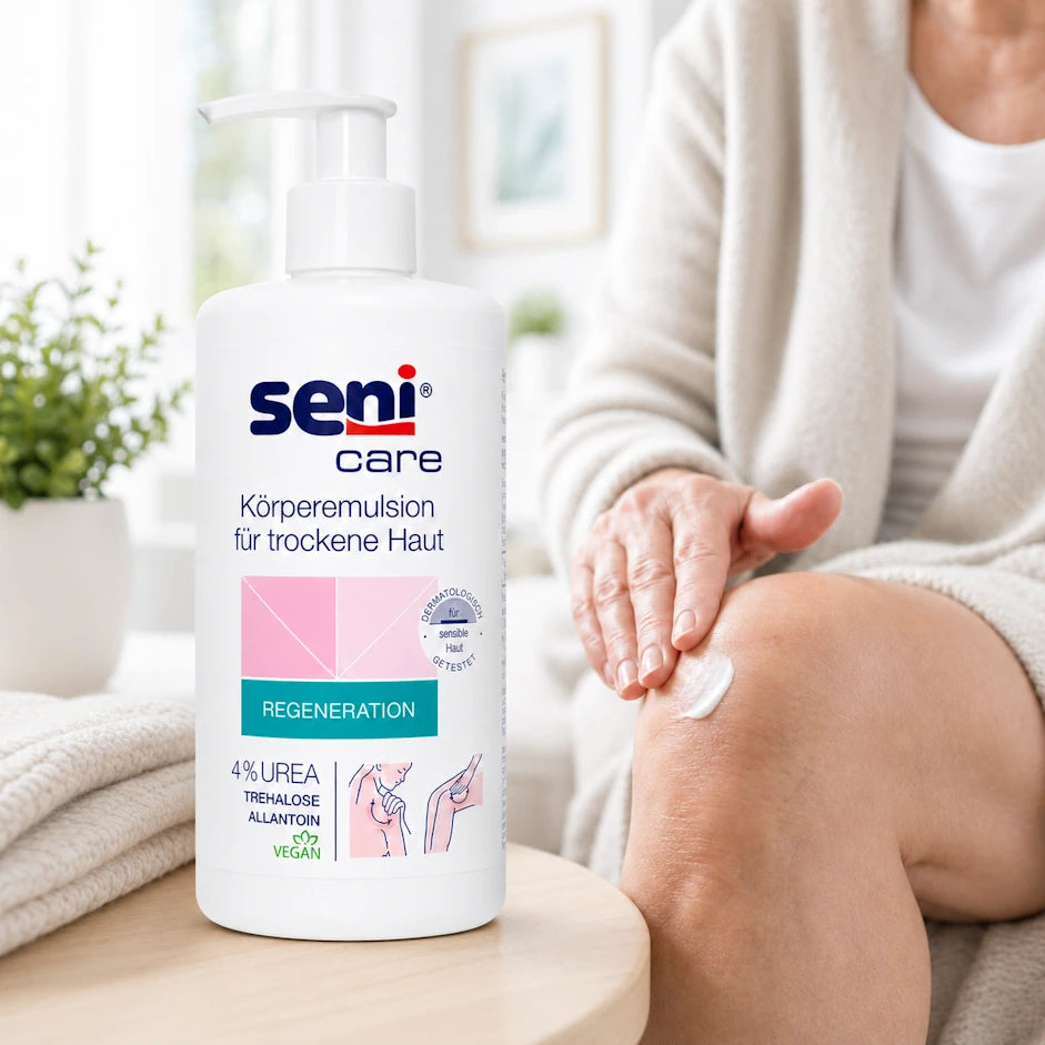 Seni Care Feuchtigkeitsspendende Körperemulsion mit 4% Urea 500 ml – 1 Flasche