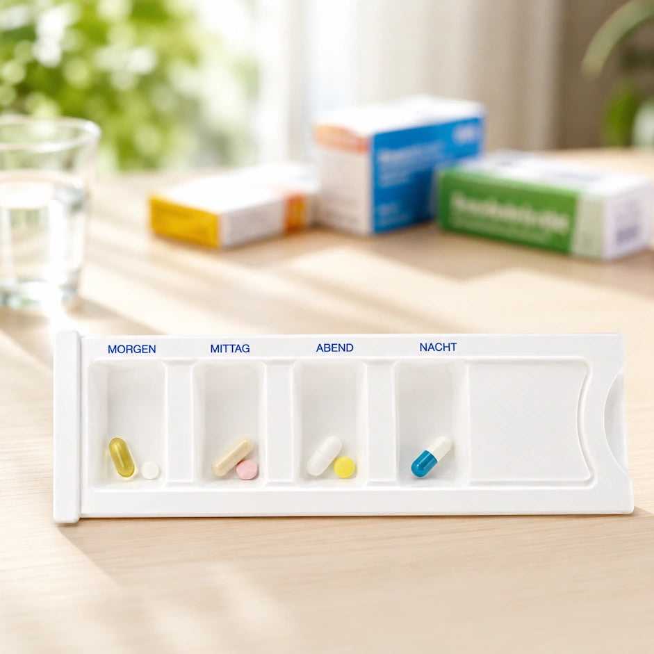 Meditrade Medikamentendispenser / Tablettenbox für 4 Tageszeiten – 1 Stück