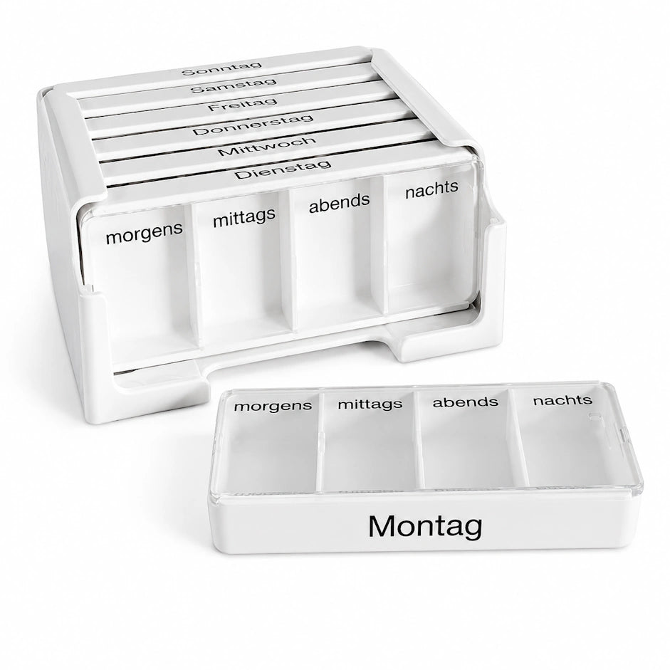 Medikamentendispenser 7 Tage – Wochentablettenbox mit 4er-Tagesaufteilung