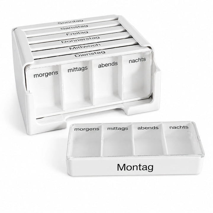 Medikamentendispenser 7 Tage – Wochentablettenbox mit 4er-Tagesaufteilung