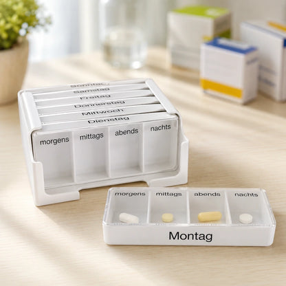 Medikamentendispenser 7 Tage – Wochentablettenbox mit 4er-Tagesaufteilung
