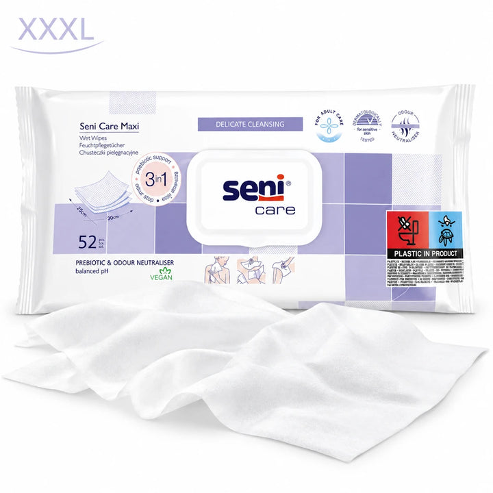 Seni Care Feuchtpflegetücher Maxi zur Hautreinigung – 52 Stück
